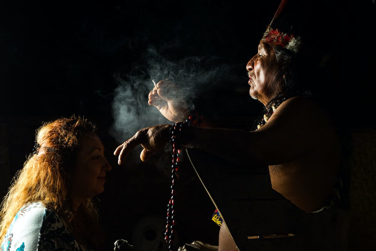 Shaman performing ayahuasca ceremony